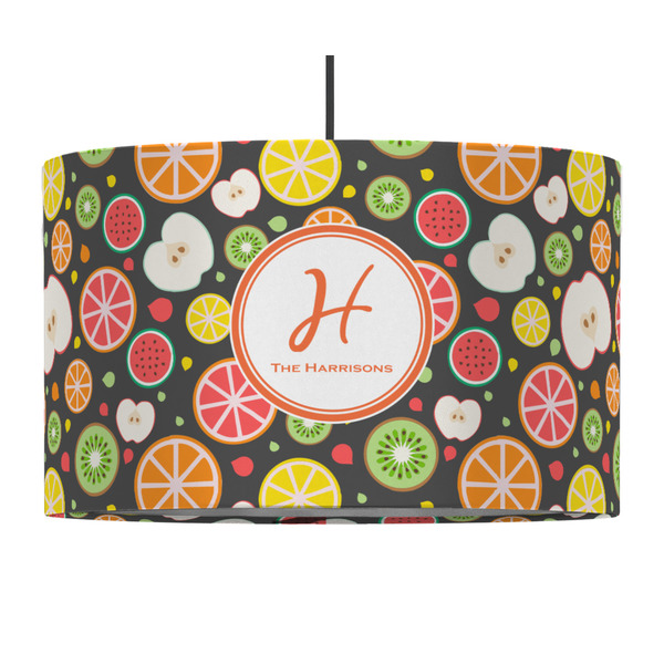 Apples & Oranges 12" Drum Lampshade - PENDANT (Fabric)