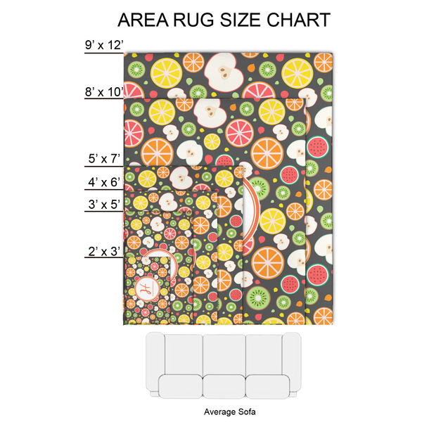 Apples & Oranges 2'x3' Indoor Area Rugs - Size Chart