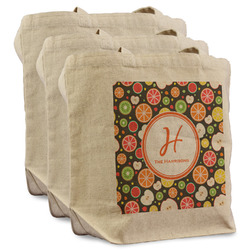 Apples & Oranges Reusable Cotton Grocery Bags - Set of 3 (Personalized)