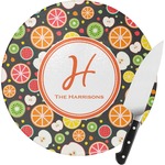 Apples & Oranges Round Glass Cutting Board - Small (Personalized)
