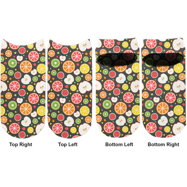Apples & Oranges Adult Ankle Socks - Double Pair - Front and Back - Apvl