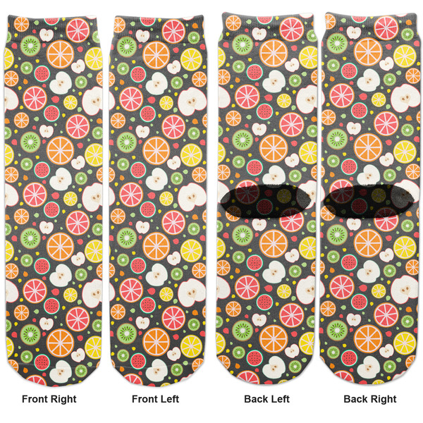 Apples & Oranges Adult Crew Socks - Double Pair - Front and Back - Apvl