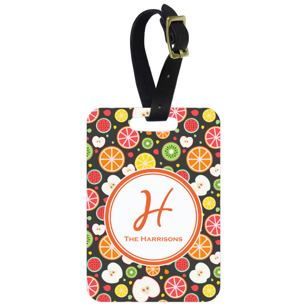 Custom Apples & Oranges Metal Luggage Tag w/ Name and Initial