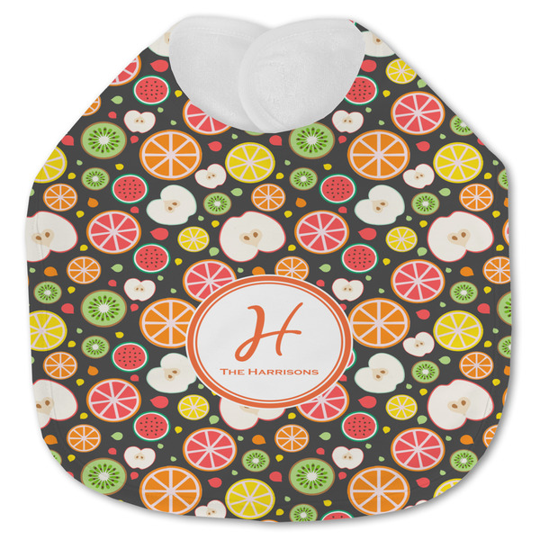 Custom Apples & Oranges Jersey Knit Baby Bib w/ Name and Initial