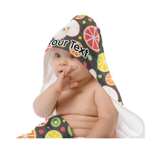 Apples & Oranges Baby Hooded Towel on Child