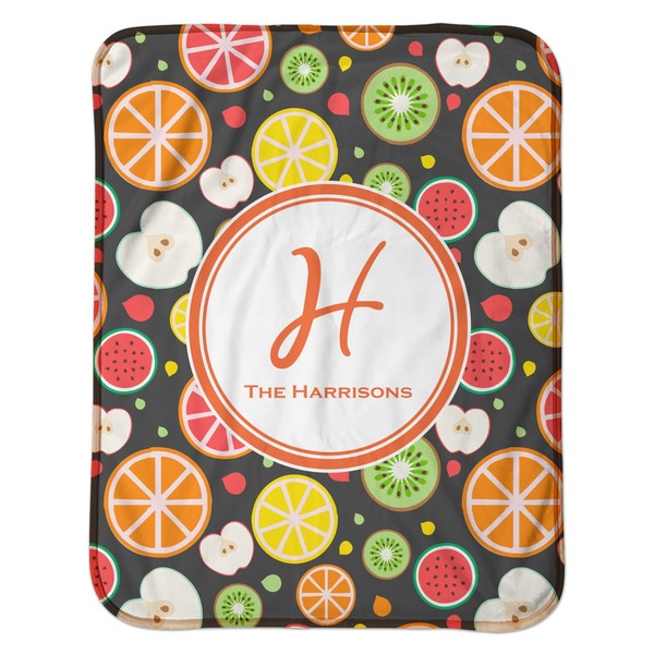 Apples & Oranges Baby Sherpa Blanket - Flat