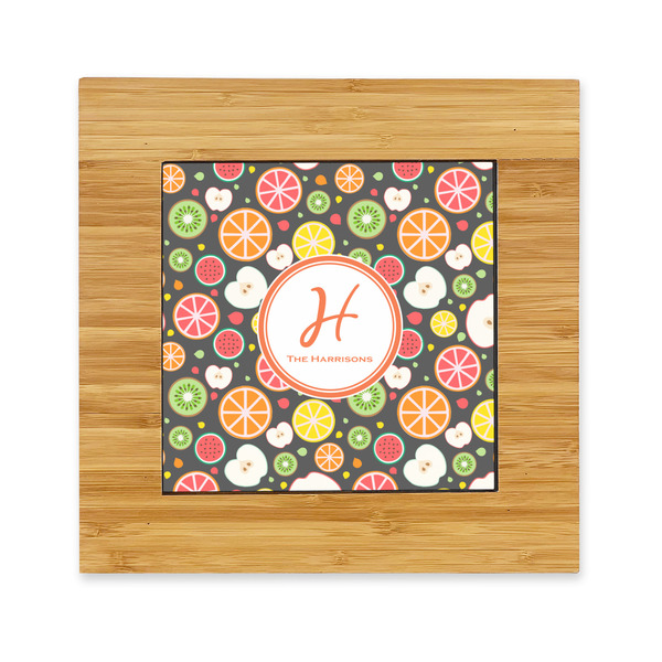 Custom Apples & Oranges Bamboo Trivet with Ceramic Tile Insert (Personalized)