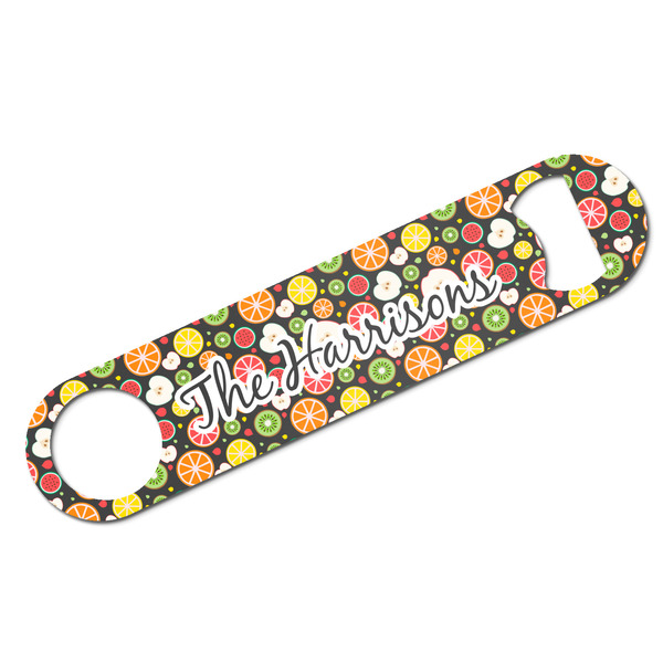 Custom Apples & Oranges Bar Bottle Opener - White w/ Name and Initial