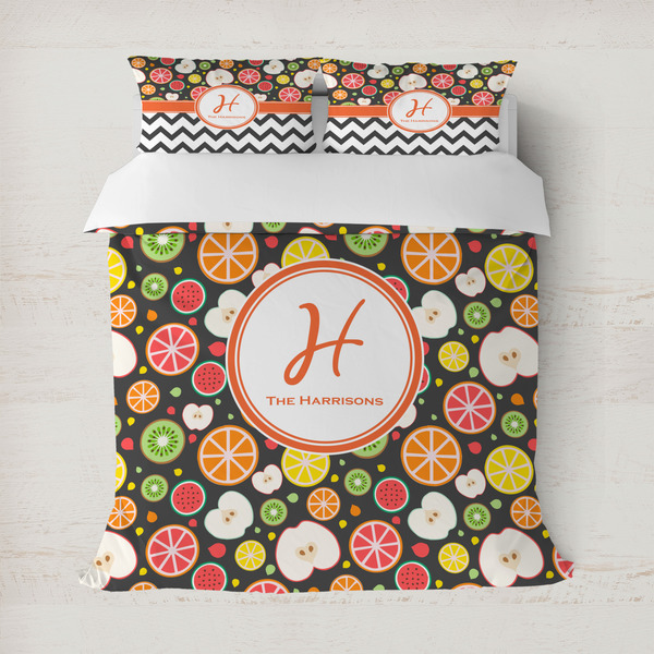 Custom Apples & Oranges Duvet Cover Set - Full / Queen (Personalized)