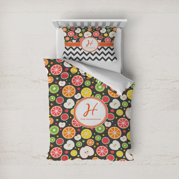Custom Apples & Oranges Duvet Cover Set - Twin (Personalized)