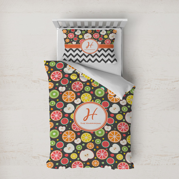 Custom Apples & Oranges Duvet Cover Set - Twin XL (Personalized)
