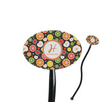 Apples & Oranges 7" Oval Plastic Stir Sticks - Black - Single Sided (Personalized)