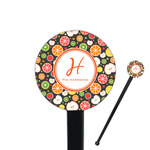 Apples & Oranges 7" Round Plastic Stir Sticks - Black - Single Sided (Personalized)
