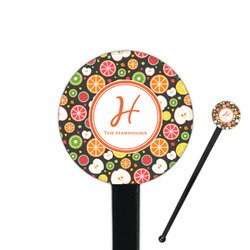 Apples & Oranges 7" Round Plastic Stir Sticks - Black - Single Sided (Personalized)