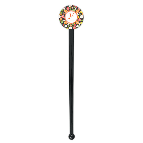 Apples & Oranges Black Plastic 7" Stir Stick - Round - Single Stick