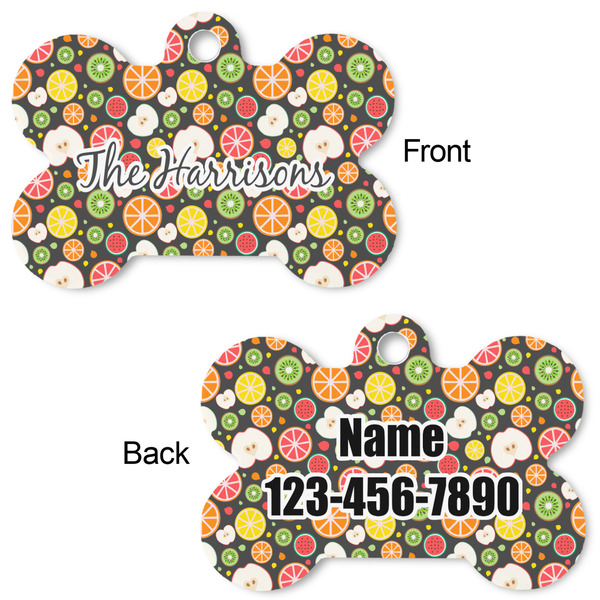 Apples & Oranges Bone Shaped Dog ID Tag - Large - Approval