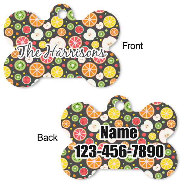 Apples & Oranges Bone Shaped Dog Tag - Front & Back