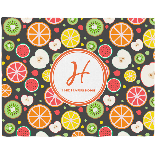 Custom Apples & Oranges Woven Fabric Placemat - Twill w/ Name and Initial