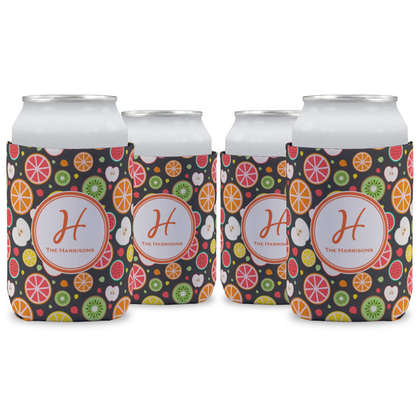 Custom Apples & Oranges Can Cooler (12 oz) - Set of 4 w/ Name and Initial