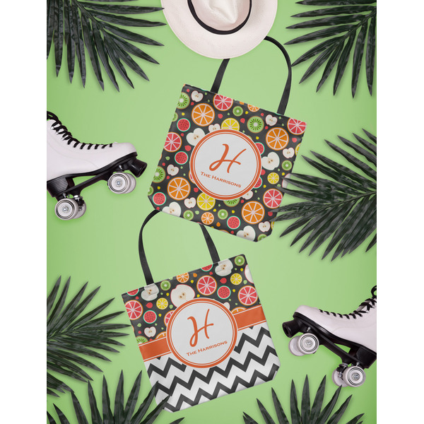 Apples & Oranges Canvas Tote Lifestyle Front and Back