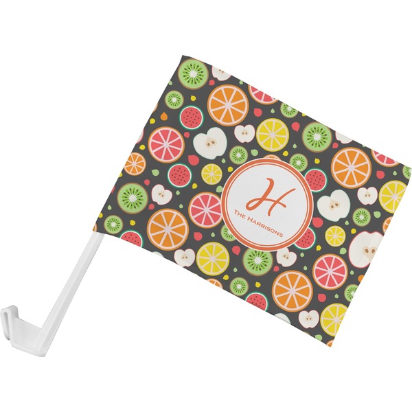 Custom Apples & Oranges Car Flag - Small w/ Name and Initial