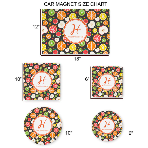 Apples & Oranges Car Magnets - SIZE CHART