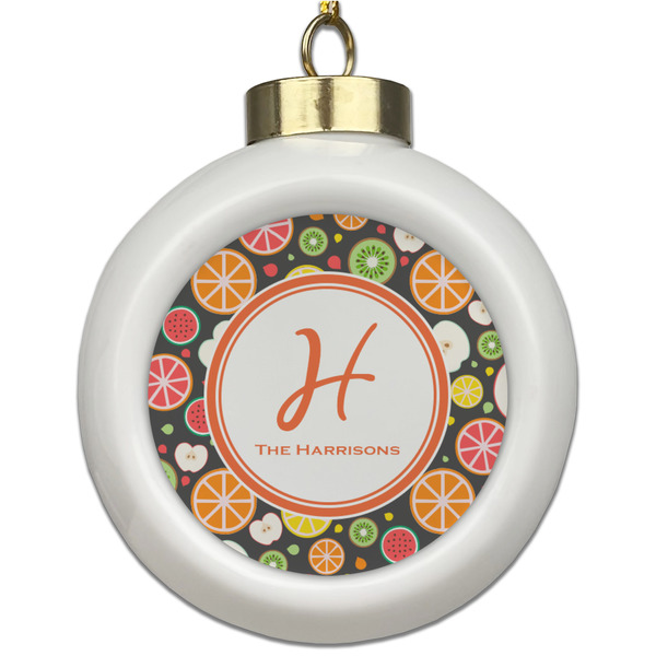 Custom Apples & Oranges Ceramic Ball Ornament (Personalized)