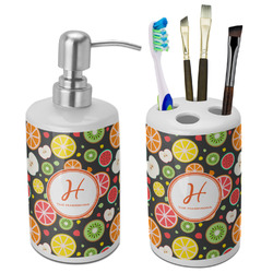 Apples & Oranges Ceramic Bathroom Accessories Set (Personalized)