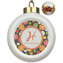 Apples & Oranges Ceramic Ball Ornaments - Poinsettia Garland (Personalized)