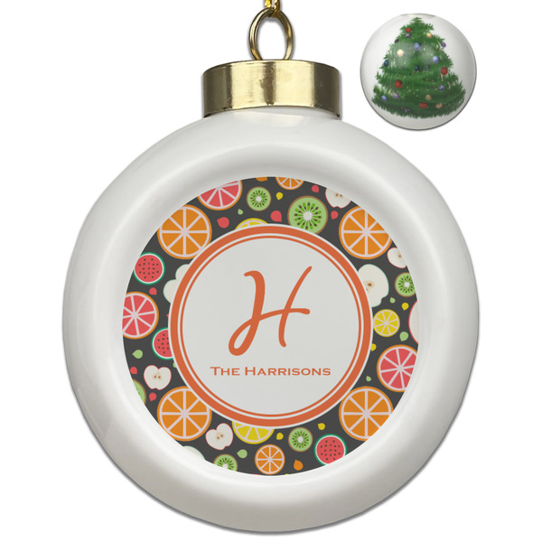 Custom Apples & Oranges Ceramic Ball Ornament - Christmas Tree (Personalized)