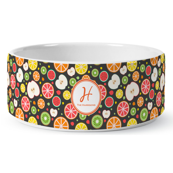 Apples & Oranges Ceramic Dog Bowl - Medium - Front