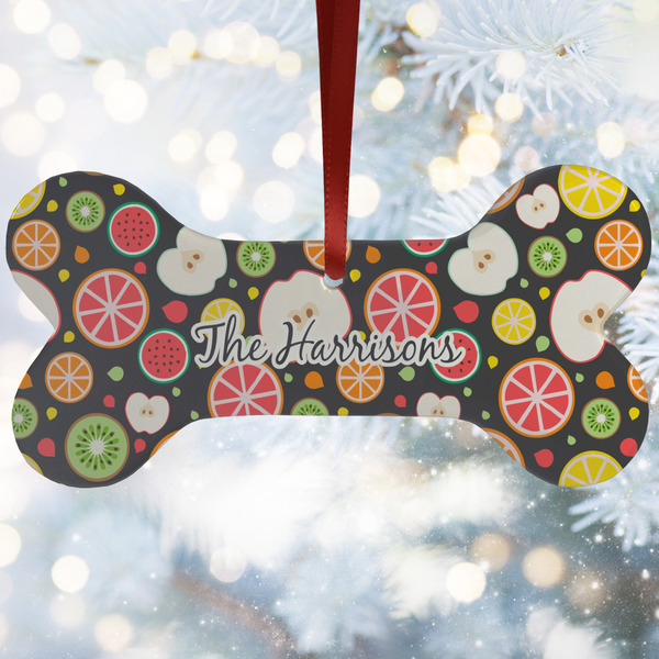 Custom Apples & Oranges Ceramic Dog Ornament w/ Name and Initial