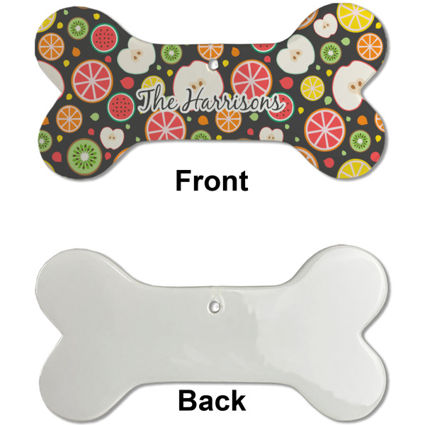 Apples & Oranges Ceramic Flat Ornament - Bone Front & Back Single Print (APPROVAL)