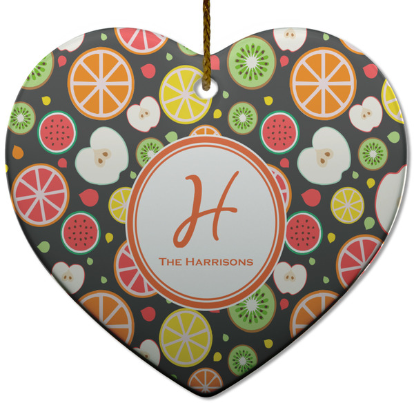 Apples & Oranges Ceramic Flat Ornament - Heart (Front)