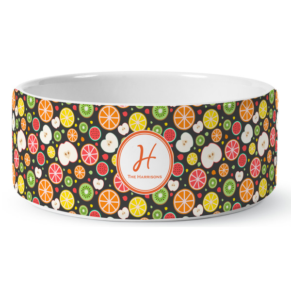 Custom Apples & Oranges Ceramic Dog Bowl - Large (Personalized)