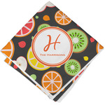 Apples & Oranges Cloth Cocktail Napkin - Single w/ Name and Initial