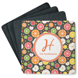 Apples & Oranges Square Rubber Backed Coasters - Set of 4 (Personalized)