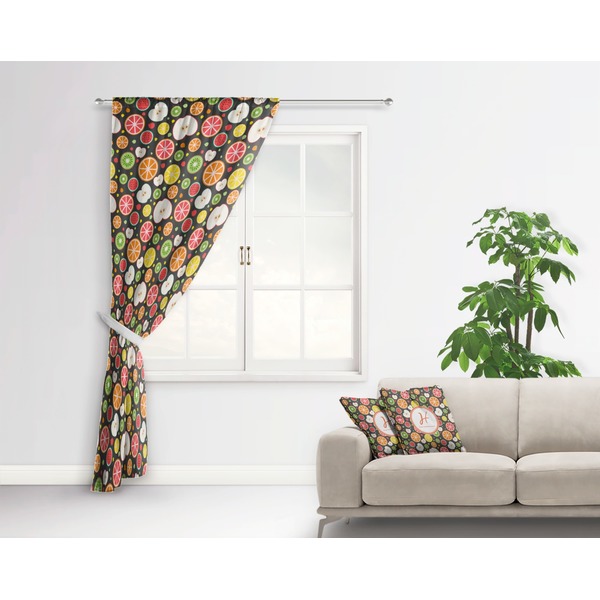 Apples & Oranges Curtain With Window and Rod - in Room Matching Pillow
