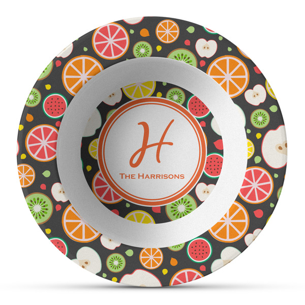 Custom Apples & Oranges Plastic Bowl - Microwave Safe - Composite Polymer (Personalized)