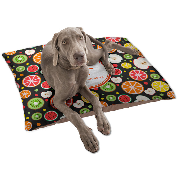 Custom Apples & Oranges Dog Bed - Large w/ Name and Initial