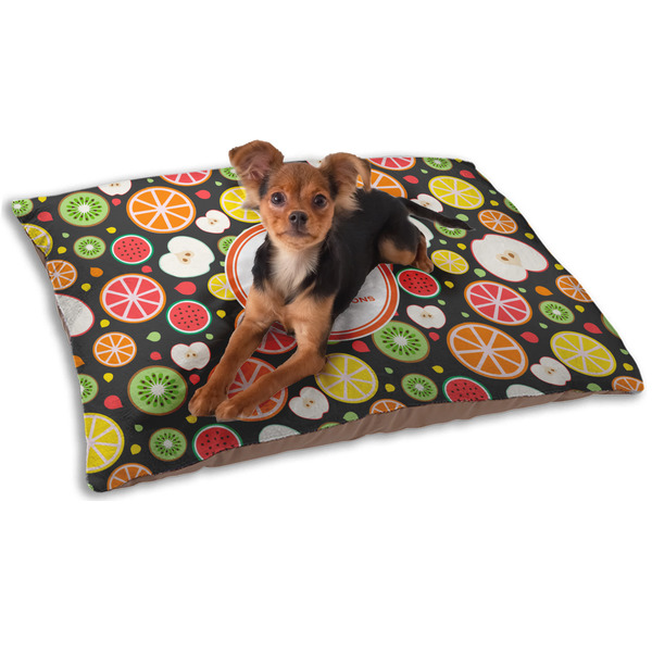 Custom Apples & Oranges Dog Bed - Small w/ Name and Initial