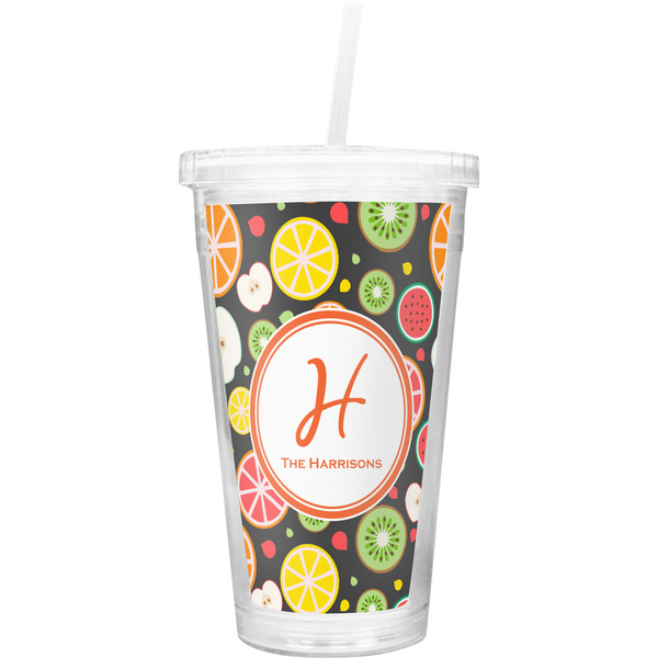Custom Apples & Oranges Double Wall Tumbler with Straw (Personalized)