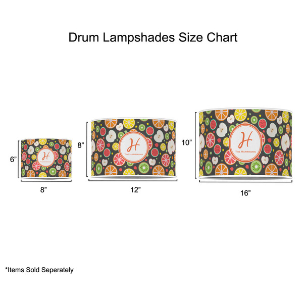 Apples & Oranges Drum Lampshades - Sizing Chart