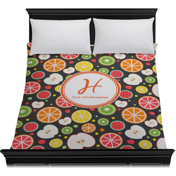 Apples & Oranges Duvet Cover - Queen - On Bed - No Prop