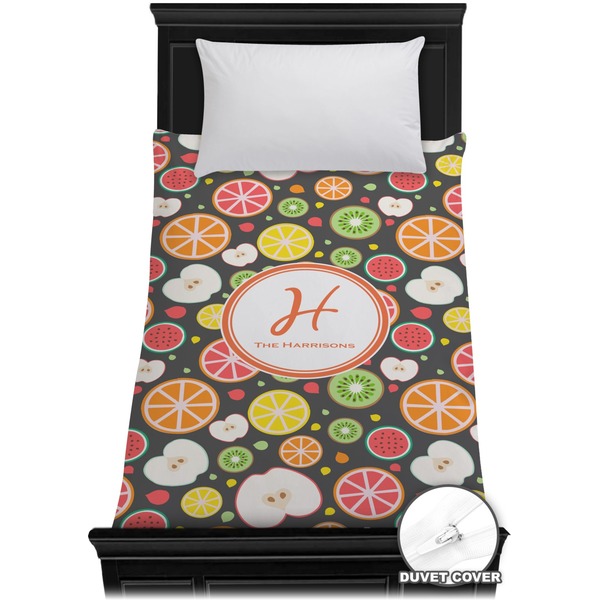 Custom Apples & Oranges Duvet Cover - Twin (Personalized)