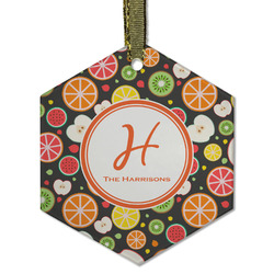 Apples & Oranges Flat Glass Ornament - Hexagon w/ Name and Initial