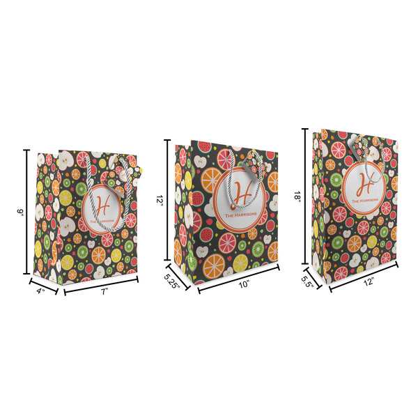 Apples & Oranges Gift Bags - All Sizes - Dimensions