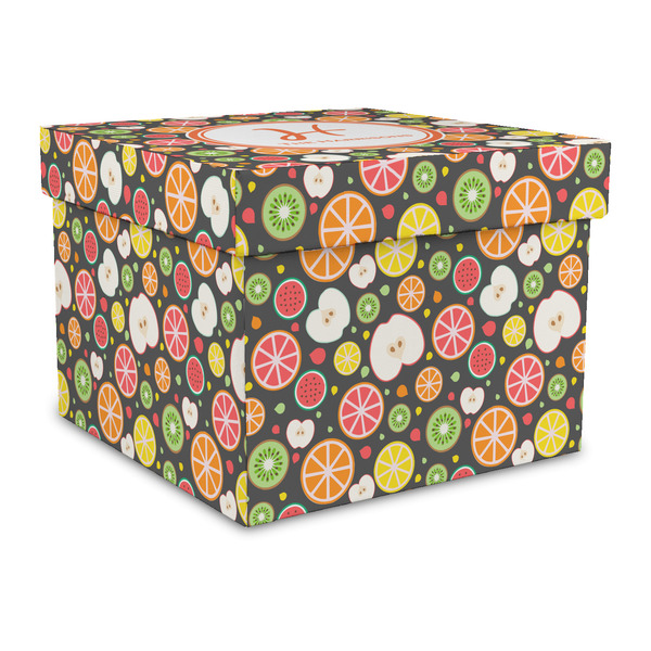 Custom Apples & Oranges Gift Box with Lid - Canvas Wrapped - Large (Personalized)