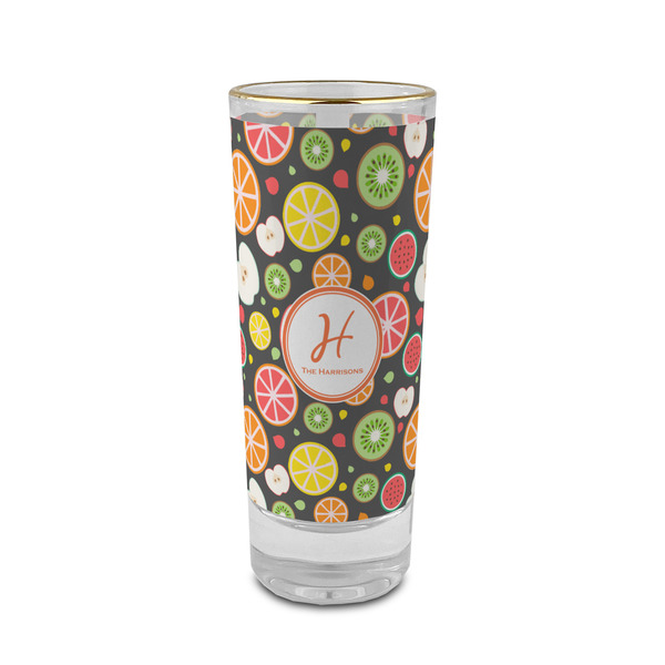 Custom Apples & Oranges 2 oz Shot Glass -  Glass with Gold Rim - Set of 4 (Personalized)