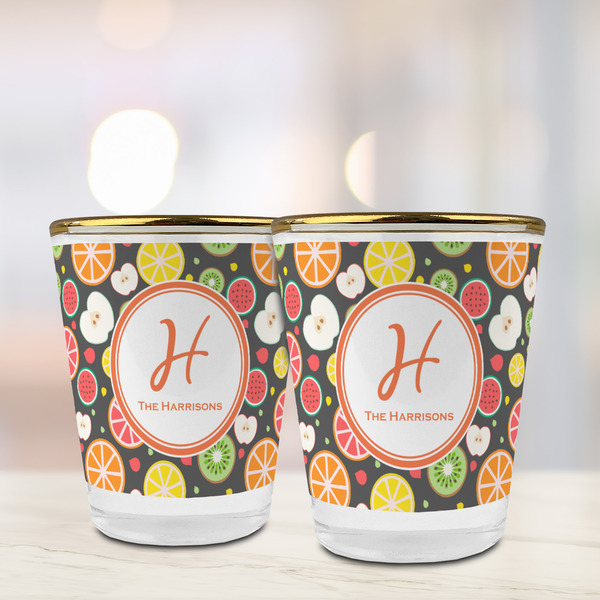 Apples & Oranges Glass Shot Glass - with gold rim - LIFESTYLE